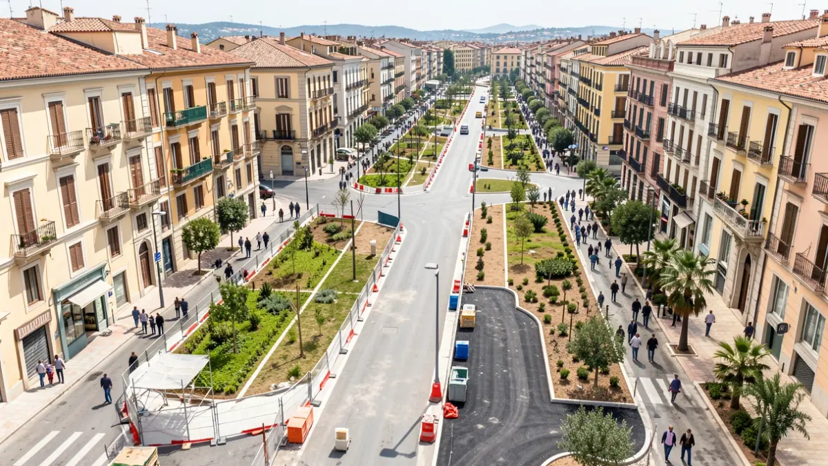 Imatge genèrica d'obres de millora urbana en una ciutat mediterrània.