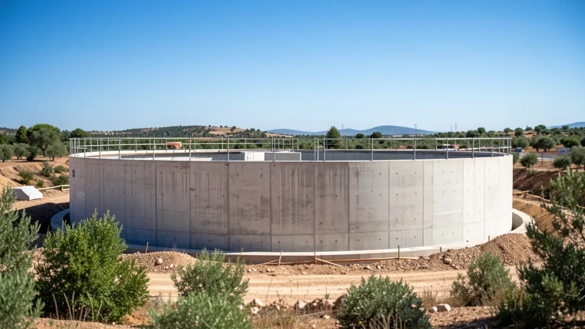 Imatge genèrica d'un tanc de tempestes en construcció per a la prevenció d'inundacions.